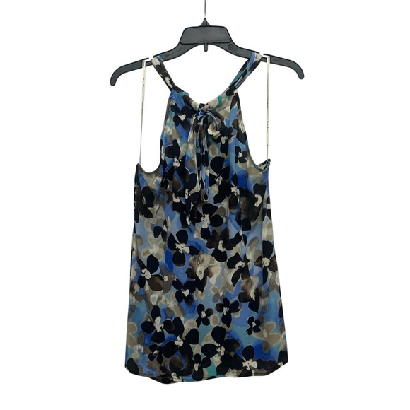 Tommy Bahama Floral Silk Halter Top Size Large Tropical Resortwear Twist Neck - Picture 2 of 4